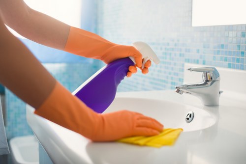 Cleaner handling carpet cleaning products safely